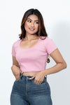 Eira Square Neck Ribbed Crop Top