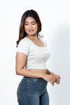 Eira Square Neck Ribbed Crop Top