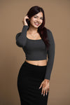 Sara Long Sleeve Rib Crop Top
