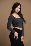 Sara Long Sleeve Rib Crop Top