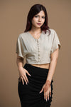 Linen Flutter Fly Crop Blouse
