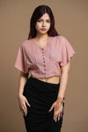 Linen Flutter Fly Crop Blouse