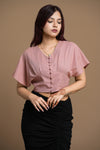 Linen Flutter Fly Crop Blouse