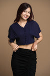 Linen Flutter Fly Crop Blouse
