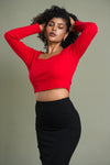 Sara Long Sleeve Rib Crop Top