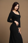 Shear Side Slit Midi dress