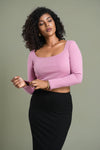 Sara Long Sleeve Rib Crop Top